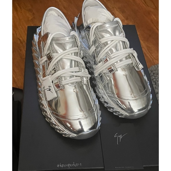 giuseppe zanotti BNIB metallic silver lowtops - Picture 6 of 16